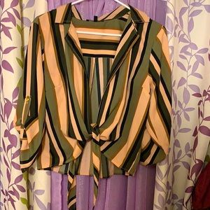 Beautiful peach and black striped top